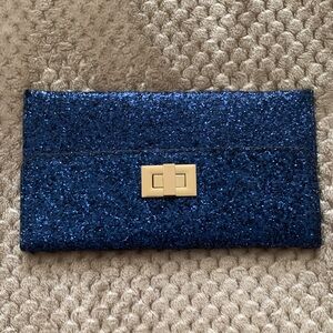 Elegant Blue Glitter Clutch